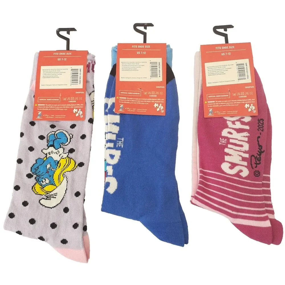 Smurfs Papa Smurf Smurfs Cartoon Novelty Mens Adult 3 Pair Size 6-12 Socks NWT